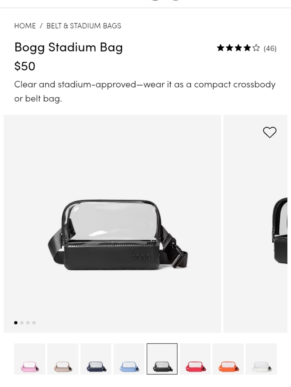 Bogg Clear Stadium Crossbody Bag with Black Trim